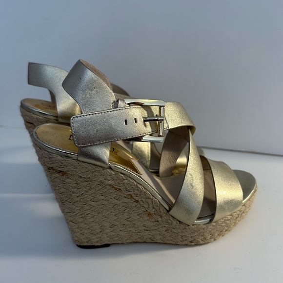Michael Kors Metallic Gold Wedge Sandals - Picture 2 of 5